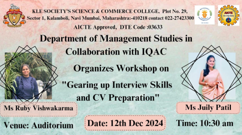 Flyer of the Workshop on Gearing up Interview Skills and CV preparation